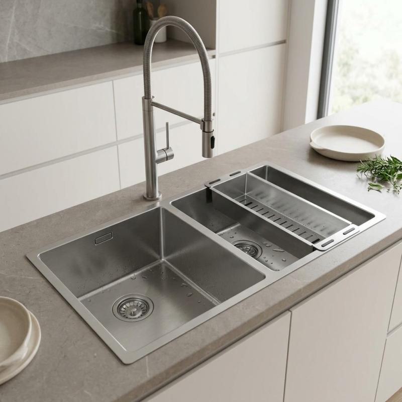 Pure.Sink Comfort Dubbele RVS spoelbak 74x40 cm onderbouw, vlakbouw en opbouw PCM343440-02